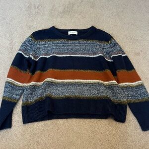 Madewell Navy and Rust Striped Sweater